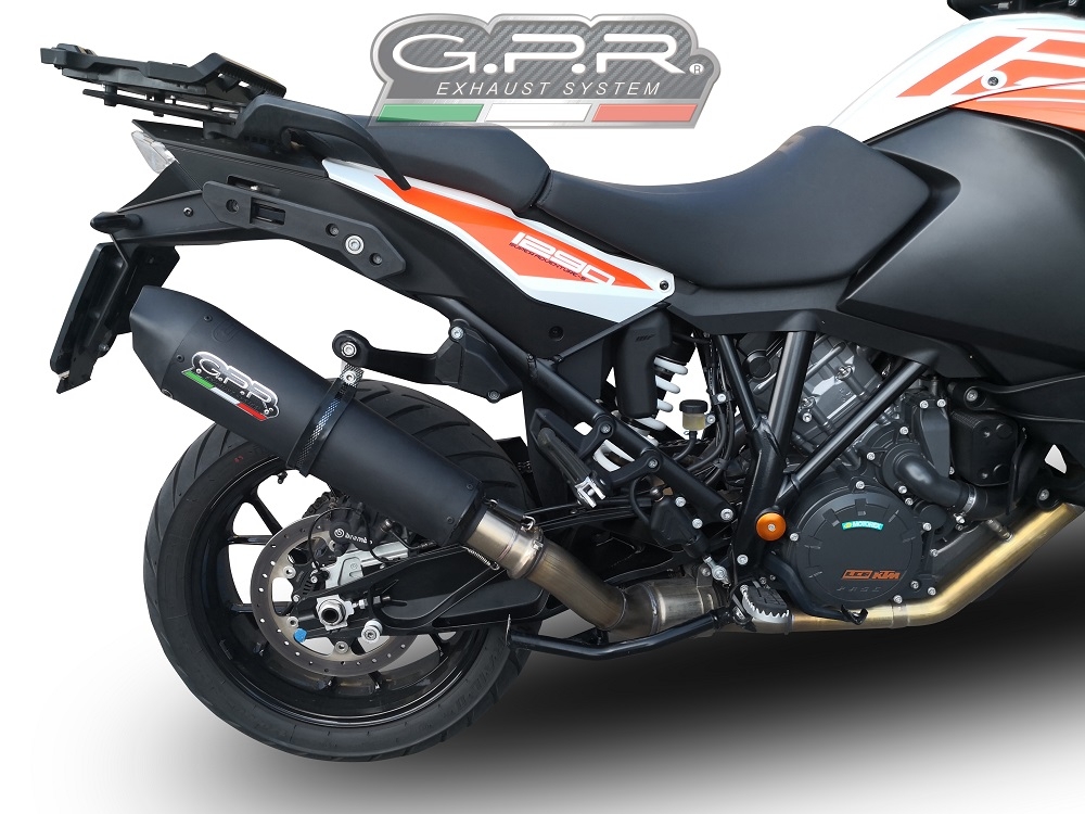 Exhaust system compatible with Ktm Lc 8 Adventure 1190 2013-2016, Gpe Ann. Black titanium, Homologated legal slip-on exhaust including removable db killer and link pipe 