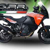 Exhaust system compatible with Ktm Lc 8 Adventure 1090 2017-2020, GP Evo4 Black Titanium, Homologated legal slip-on exhaust including removable db killer and link pipe 