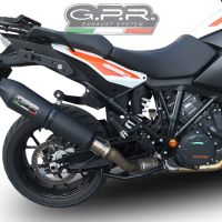 Exhaust system compatible with Ktm Lc 8 Adventure 1090 2017-2020, GP Evo4 Black Titanium, Homologated legal slip-on exhaust including removable db killer and link pipe 