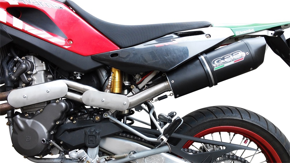 Scarico compatibile con Husqvarna TE 610 E - SM 610 2007-2009, Furore Nero, Scarico omologato, silenziatore con db killer estraibile e raccordo specifico
