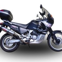 Scarico compatibile con Honda Africa Twin XRV 750 RD07 1993-2003, Trioval, Scarico omologato, silenziatore con db killer estraibile e raccordo specifico