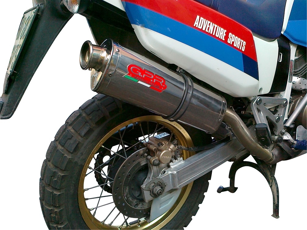 Scarico compatibile con Honda Africa Twin NXR - XRV 750 Rd04 1990-1992, Trioval, Scarico omologato, silenziatore con db killer estraibile e raccordo specifico