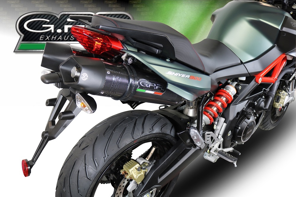 Exhaust compatible with Aprilia Shiver 900 2017-2020, GP Evo4 Poppy, Dual Homologated legal slip-on exhaust including removable db killers and link pipes 