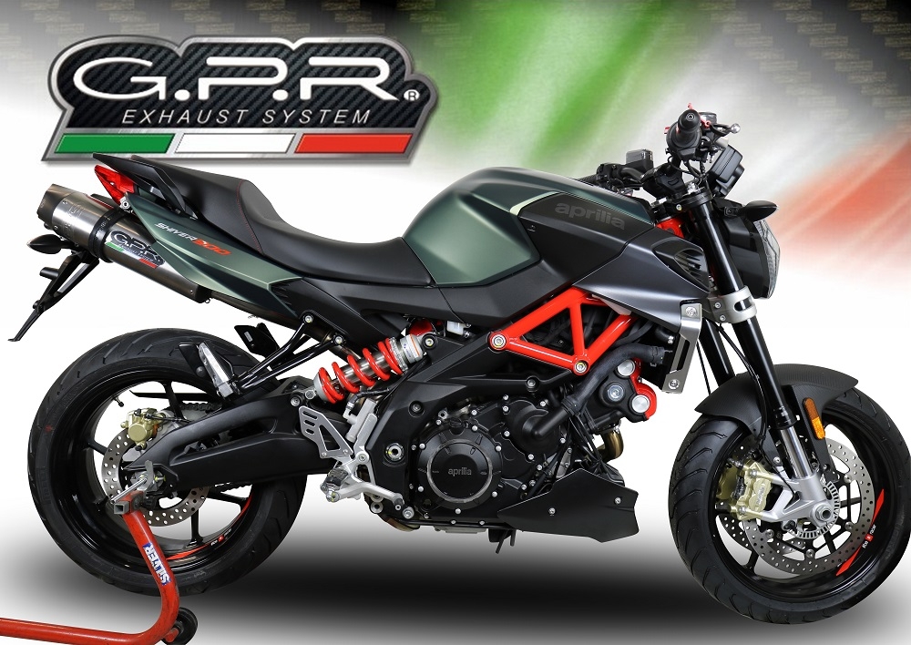 Scarico compatibile con Aprilia Shiver 900 2017-2020, Gpe Ann. titanium, Coppia di silenziatori di scarico racing, con raccordo, articolo senza omologazione