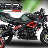 Scarico compatibile con Aprilia Shiver 900 2017-2020, Gpe Ann. titanium, Coppia di silenziatori di scarico racing, con raccordo, articolo senza omologazione