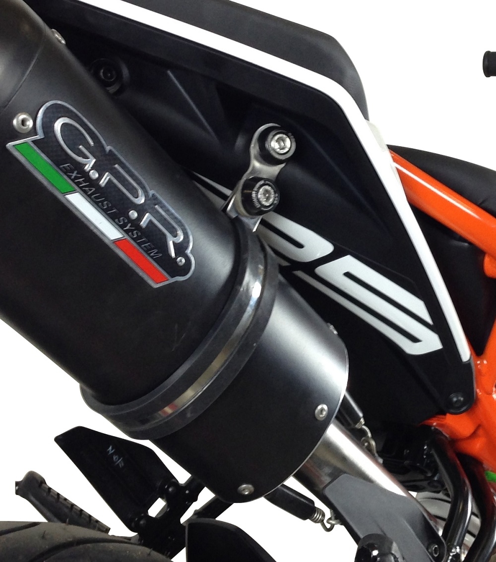 Exhaust system compatible with Ktm Duke 125 Versione Alta - High Level 2017-2020, M3 Black Titanium, Homologated legal slip-on exhaust including removable db killer, link pipe and catalyst 
