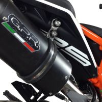 Exhaust system compatible with Ktm Duke 125 Versione Alta - High Level 2017-2020, M3 Black Titanium, Homologated legal slip-on exhaust including removable db killer, link pipe and catalyst 