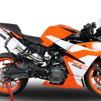 Scarico compatibile con Ktm Rc 125 2017-2020, Albus Evo4, Terminale di scarico omologato, fornito con db killer estraibile, catalizzatore e raccordo specifico