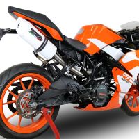 Scarico compatibile con Ktm Rc 125 2017-2020, Albus Evo4, Terminale di scarico omologato, fornito con db killer estraibile, catalizzatore e raccordo specifico