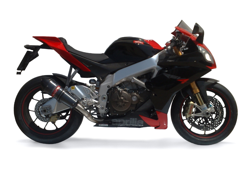 Exhaust system compatible with Aprilia Rsv4 1000 2009-2014, Gpe Ann. Poppy, Homologated legal slip-on exhaust including removable db killer, link pipe and catalyst 