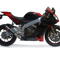 Exhaust system compatible with Aprilia Rsv4 1000 2009-2014, Gpe Ann. Poppy, Homologated legal slip-on exhaust including removable db killer and link pipe 