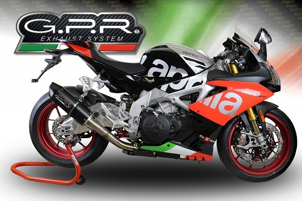 Exhaust system compatible with Aprilia Rsv4 1100 Racing Factory 2019-2020, Furore Nero, Racing slip-on exhaust including link pipe 