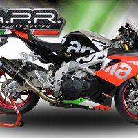 Exhaust system compatible with Aprilia Tuono V4 1100 - Rr - Factory 2015-2016, Furore Poppy, Homologated legal slip-on exhaust including removable db killer and link pipe 