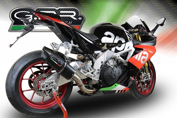 Exhaust system compatible with Aprilia Tuono 1100 V4 Rr 2017-2020, Furore Nero, Homologated legal slip-on exhaust including removable db killer, link pipe and catalyst 