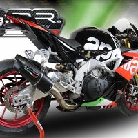 Exhaust system compatible with Aprilia Tuono 1100 V4 Rr 2017-2020, Furore Nero, Racing slip-on exhaust including link pipe 