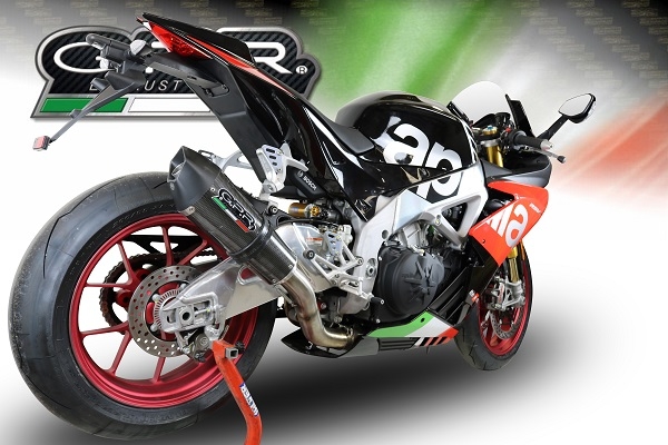 Exhaust system compatible with Aprilia Tuono V4 1100 - Rr - Factory 2015-2016, Gpe Ann. Poppy, Homologated legal slip-on exhaust including removable db killer and link pipe 