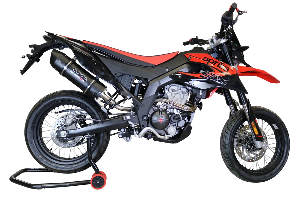 Exhaust compatible with Aprilia Rx 125 2018-2020, Furore Evo4 Nero, Homologated legal slip-on exhaust including removable db killer, link pipe and catalyst 