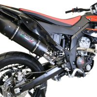 Exhaust system compatible with Aprilia Rx 125 2018-2020, Furore Evo4 Nero, Homologated legal slip-on exhaust including removable db killer, link pipe and catalyst 