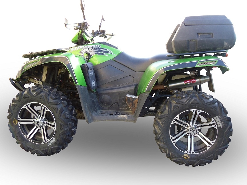 Exhaust compatible with Artic Cat Thundercat 1000 2011-2021, Deeptone Atv, Homologated legal slip-on exhaust including removable db killer and link pipe 