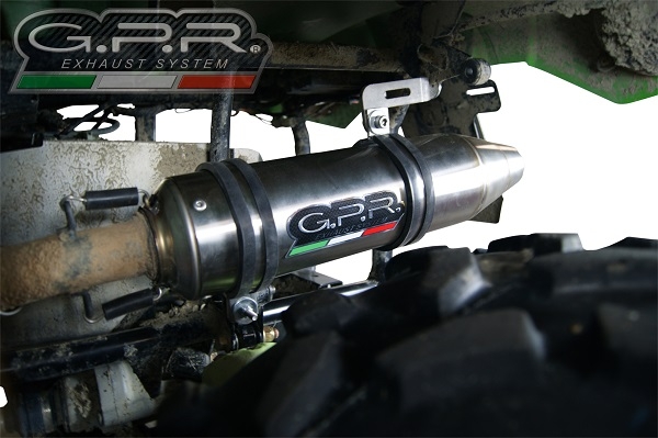 Exhaust system compatible with Artic Cat Trv 700 2012-2016, Deeptone Atv, Homologated legal slip-on exhaust including removable db killer and link pipe 
