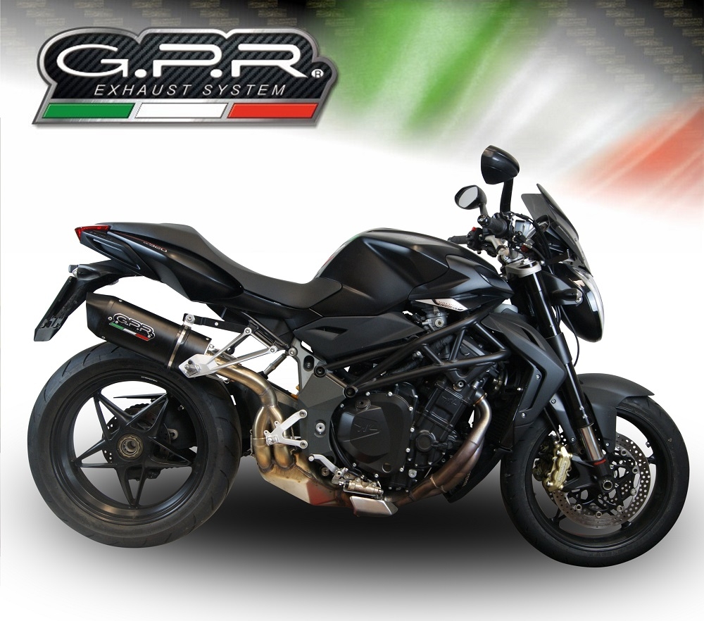 Scarico compatibile con Mv Agusta Brutale 1090 R-RR 2010-2016, Furore Nero, Scarico omologato, silenziatore con db killer estraibile e raccordo specifico