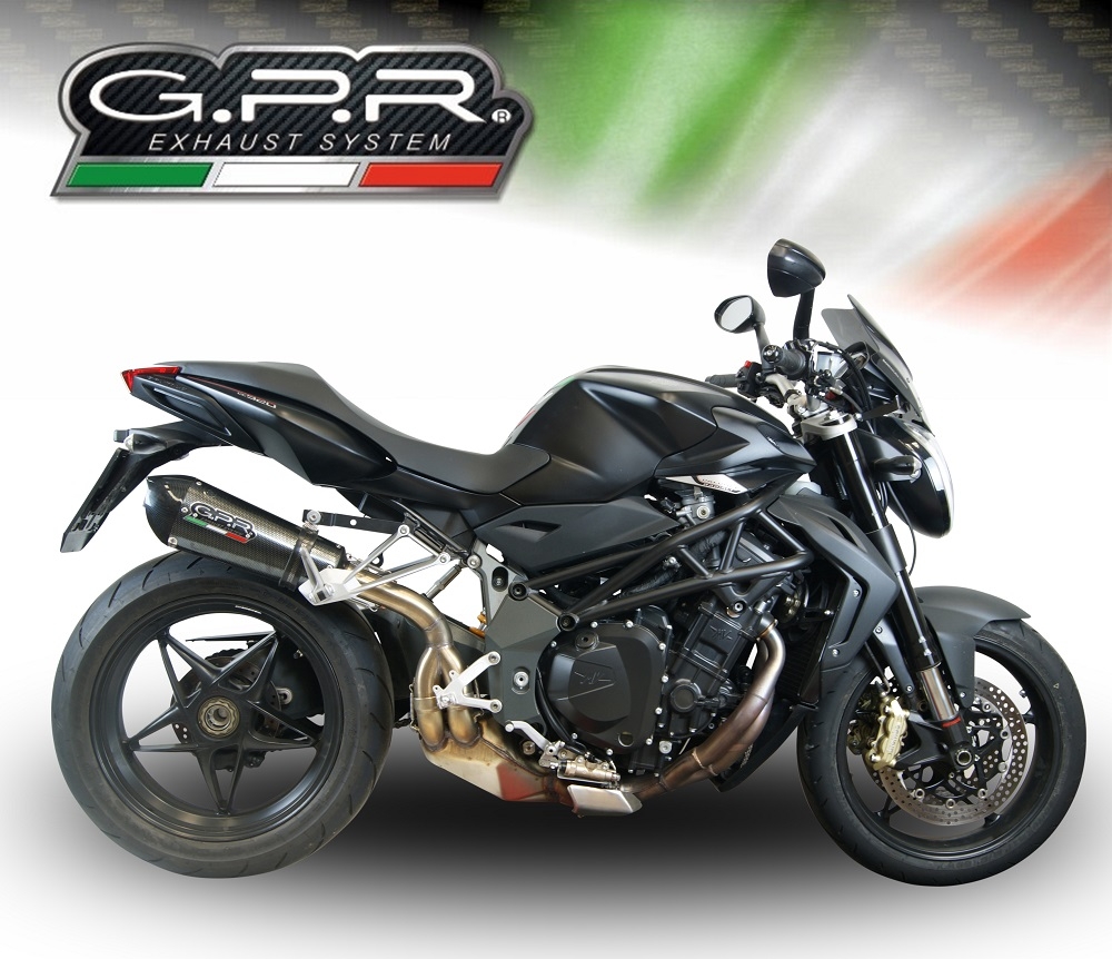 Scarico compatibile con Mv Agusta Brutale 1090 R-RR 2010-2016, Gpe Ann. Poppy, Scarico omologato, silenziatore con db killer estraibile e raccordo specifico