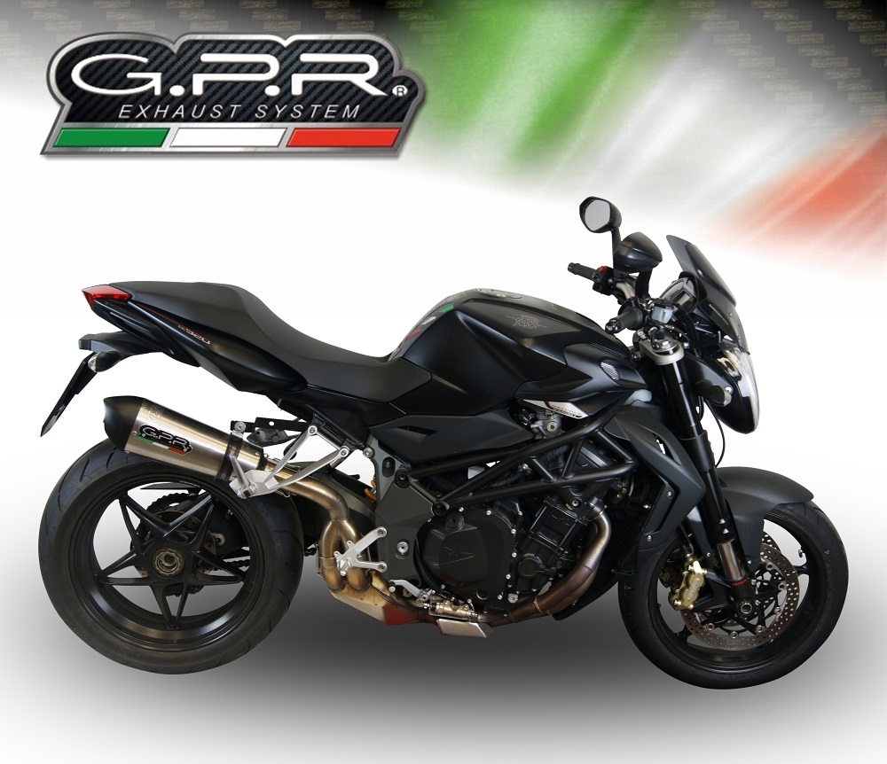Exhaust system compatible with Mv Agusta Brutale 1090 R-RR 2010-2016, Gpe Ann. titanium, Homologated legal slip-on exhaust including removable db killer and link pipe 