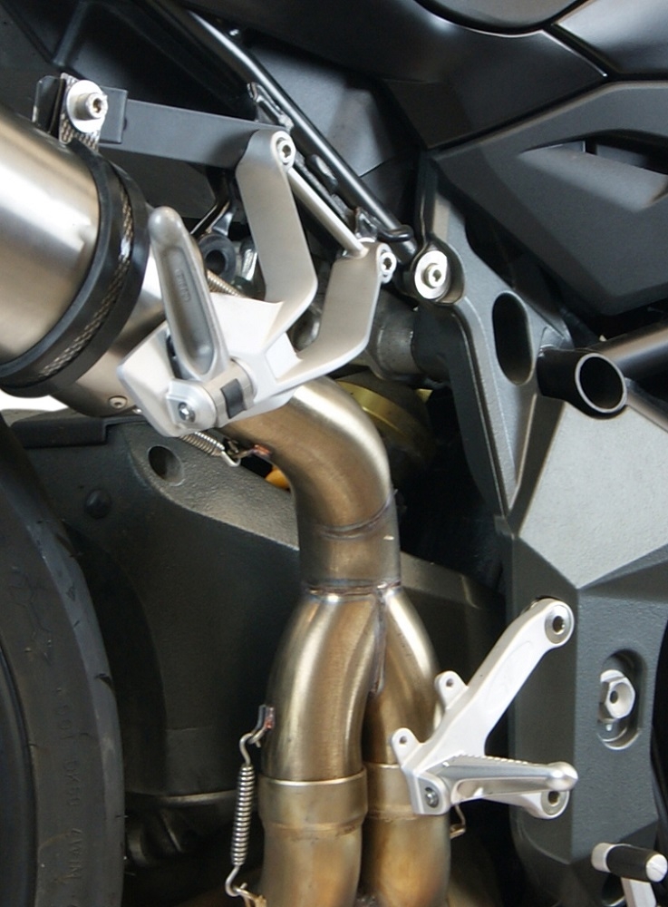 Exhaust system compatible with Mv Agusta Brutale 1090 R-RR 2010-2016, Gpe Ann. titanium, Homologated legal slip-on exhaust including removable db killer and link pipe 
