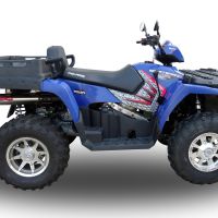 Exhaust system compatible with Polaris Sportsman 800 X2 2007/2010 2007-2010, Deeptone Atv, Homologated legal slip-on exhaust including removable db killer and link pipe 