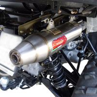 Exhaust system compatible with Polaris Sportsman 800 X2 2007/2010 2007-2010, Deeptone Atv, Homologated legal slip-on exhaust including removable db killer and link pipe 