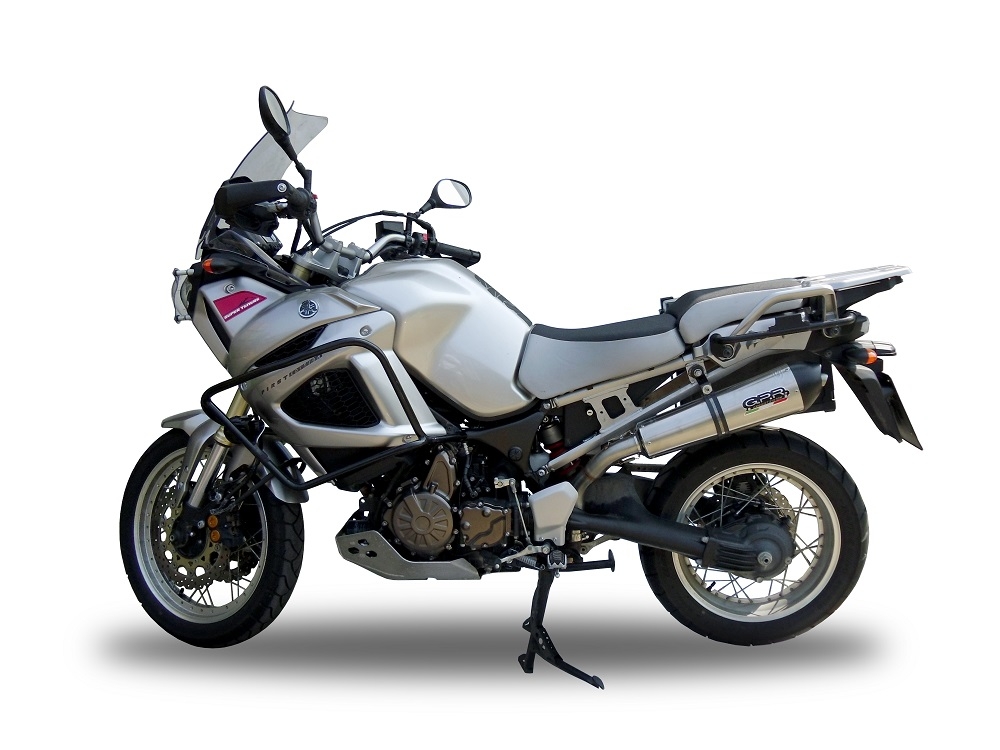 Scarico compatibile con Yamaha Xt 1200 Z Supertenere 2010-2016, Gpe Ann. titanium, Scarico omologato, silenziatore con db killer estraibile e raccordo specifico