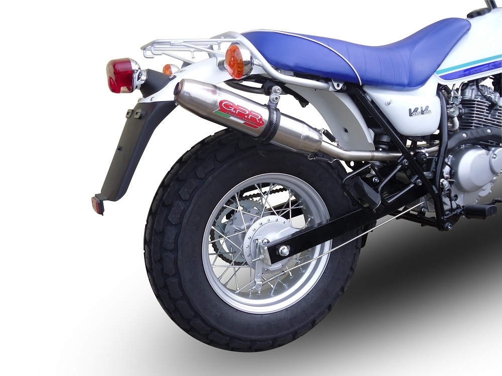 Exhaust compatible with Suzuki Rv 125 Van Van 2003-2017, Deeptone Inox, Homologated legal slip-on exhaust including removable db killer, link pipe and catalyst 