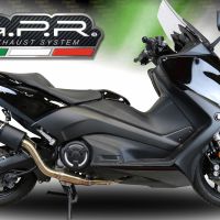 Exhaust system compatible with Yamaha T-Max 530 2017-2021, Furore Evo4 Nero, Homologated legal full system exhaust, including removable db killer and catalyst 