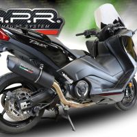 Exhaust system compatible with Yamaha T-Max 530 2017-2021, Furore Evo4 Nero, Homologated legal full system exhaust, including removable db killer and catalyst 