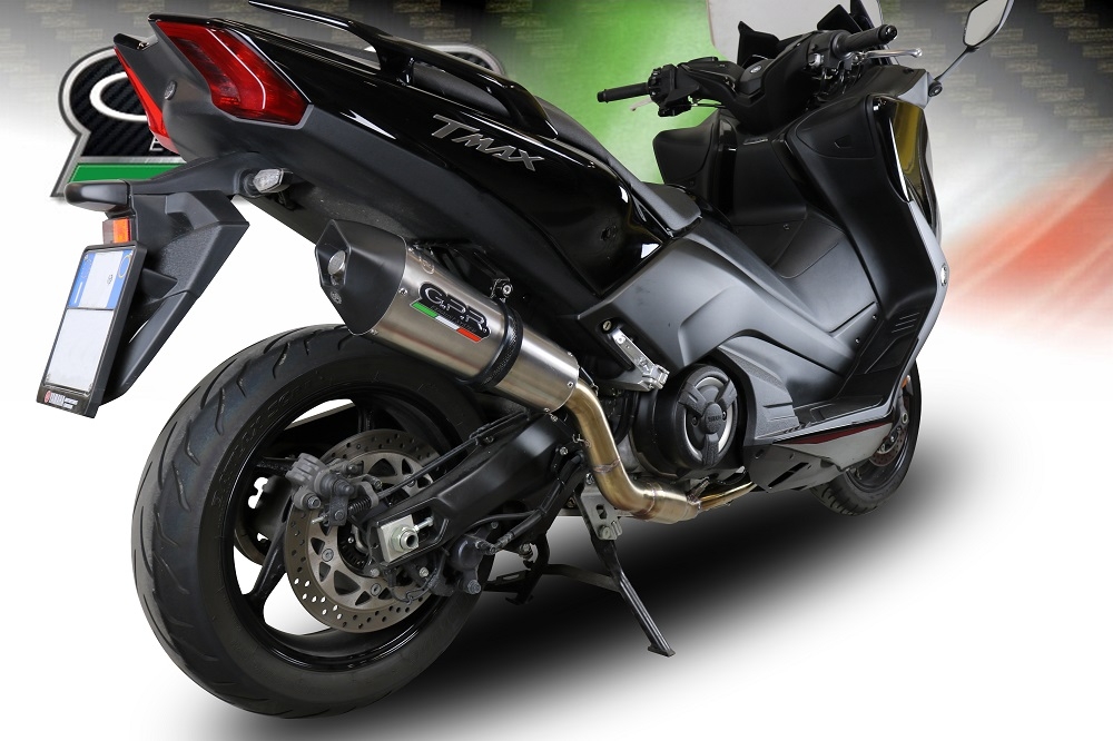 Exhaust compatible with Yamaha T-Max 530 2017-2021, GP Evo4 Titanium, Homologated legal full system exhaust, including removable db killer and catalyst 