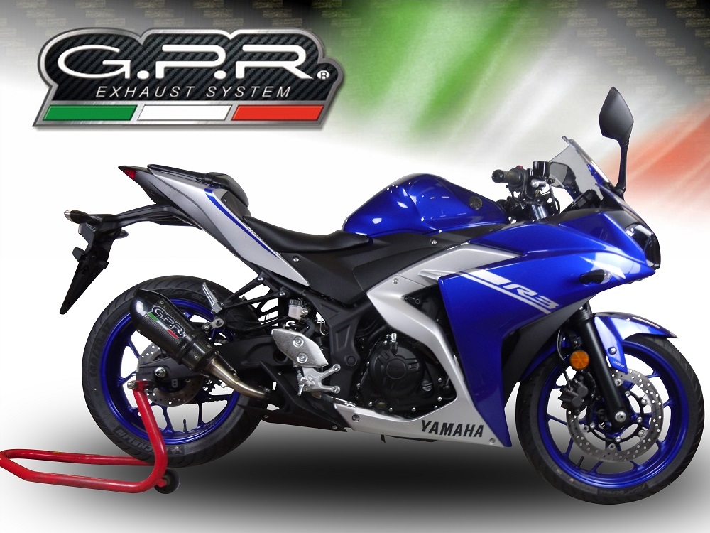 Scarico compatibile con Yamaha Mt-03 2021-2025, GP Evo4 Poppy, Scarico omologato, silenziatore con db killer estraibile e raccordo specifico