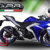 Scarico compatibile con Yamaha YZF-R25 2018-2020, GP Evo4 Poppy, Scarico omologato, silenziatore con db killer estraibile e raccordo specifico