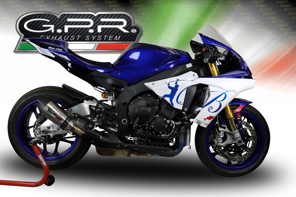 Exhaust compatible with Yamaha Yzf R1-R1-M 2017-2019, GP Evo4 Titanium, Homologated legal slip-on exhaust including removable db killer and link pipe 