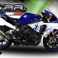 Exhaust compatible with Yamaha Yzf R1-R1-M 2017-2019, GP Evo4 Titanium, Homologated legal slip-on exhaust including removable db killer and link pipe 