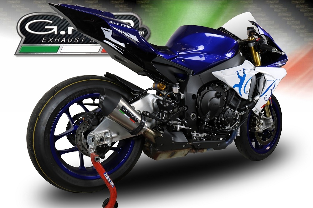 Exhaust compatible with Yamaha Yzf R1-R1-M 2017-2019, GP Evo4 Titanium, Homologated legal slip-on exhaust including removable db killer and link pipe 
