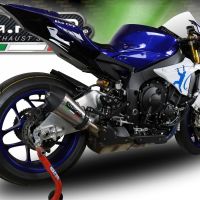 Exhaust compatible with Yamaha Yzf R1-R1-M 2017-2019, GP Evo4 Titanium, Homologated legal slip-on exhaust including removable db killer and link pipe 