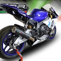 Scarico compatibile con Yamaha Yzf R1/R1-M 2017-2019, M3 Black Titanium, Terminale di scarico racing, con raccordo, senza omologazione