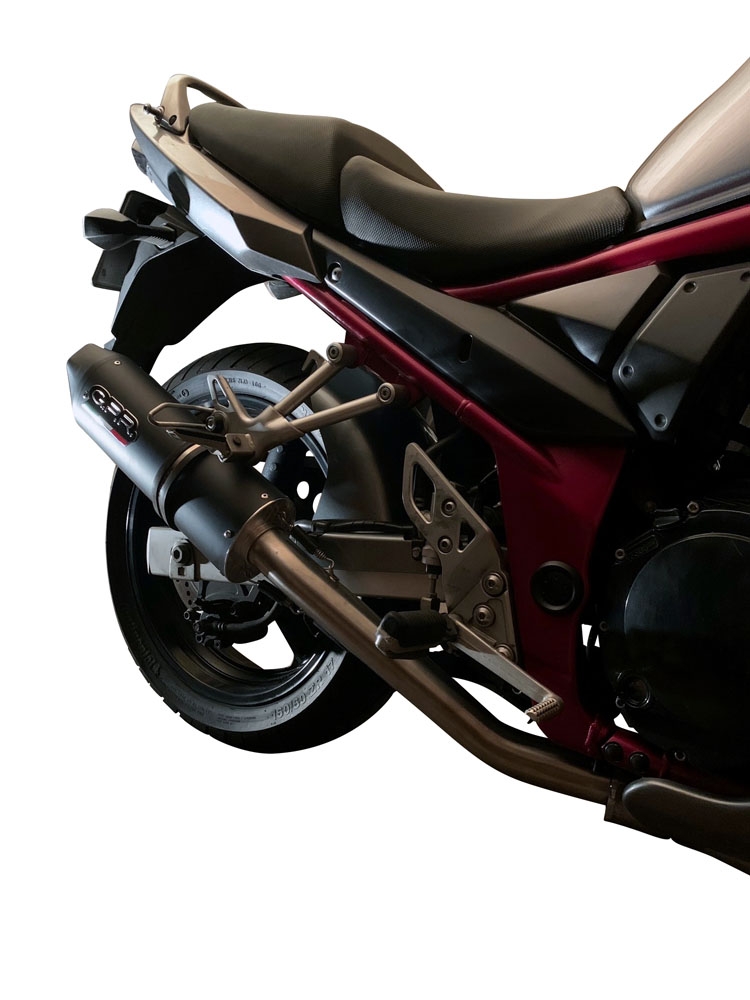 Exhaust system compatible with Suzuki Gsf 1200 Bandit - S 2005-2006, Furore Nero, Homologated legal slip-on exhaust including removable db killer, link pipe and catalyst 