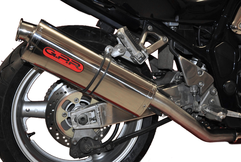 Exhaust system compatible with Suzuki Gsf 1200 Bandit - S 1997-2004, Trioval, Homologated legal slip-on exhaust including removable db killer and link pipe 