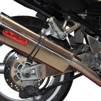 Exhaust system compatible with Suzuki Gsf 1200 Bandit - S 1997-2004, Trioval, Homologated legal slip-on exhaust including removable db killer and link pipe 