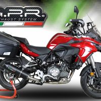 Scarico compatibile con Benelli Trk 502 2017-2020, Furore Evo4 Nero, Terminale di scarico omologato, fornito con db killer estraibile, catalizzatore e raccordo specifico