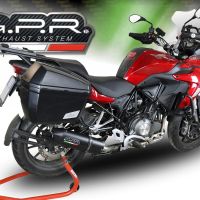 Scarico compatibile con Benelli Trk 502 2021-2024, Furore Evo4 Nero, Terminale di scarico omologato, fornito con db killer estraibile, catalizzatore e raccordo specifico