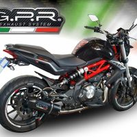 Exhaust system compatible with Benelli Bn 302 S 2015-2016, Furore Nero, Homologated legal slip-on exhaust including removable db killer and link pipe 