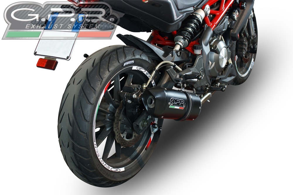 Exhaust system compatible with Benelli Bn 302 S 2017-2020, Furore Evo4 Nero, Homologated legal slip-on exhaust including removable db killer and link pipe 