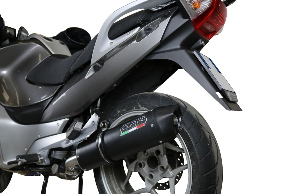 Scarico compatibile con Bmw R 1200 Rt 2009-2013, Furore Nero, Scarico omologato, silenziatore con db killer estraibile e raccordo specifico